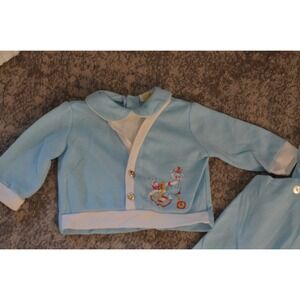 Tiny Tots Original Vintage Infant Clothing Size 3-6 Blue Overalls & Sweater 2pc